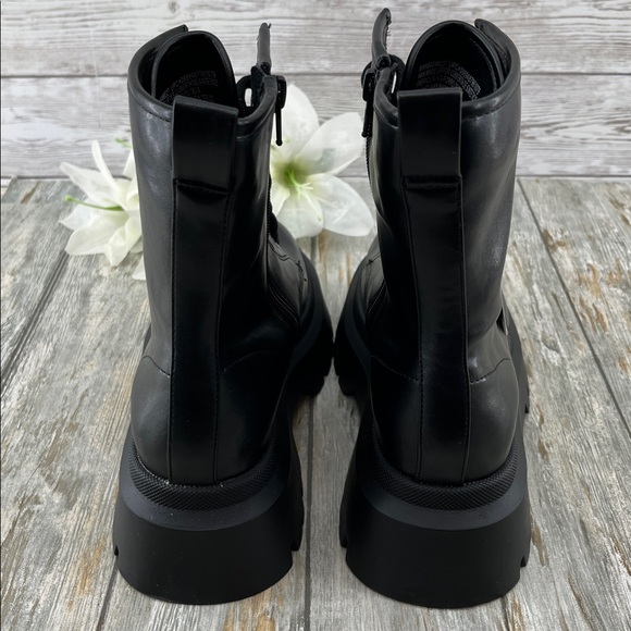 Women's Lug Sole Combat Moto Boots Black Size 7 - Picture 5 of 11